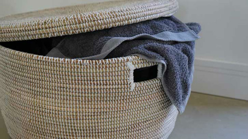 Wasmand EA Deco handdoek grijs