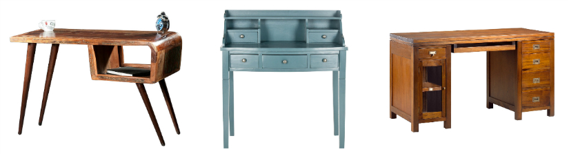 retro bureau drie verschillende stijlen klassiek barok retro vintage houten lades