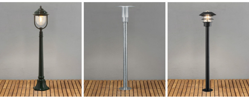 staande buitenlamp klassiek modern houten grond grijs zwart