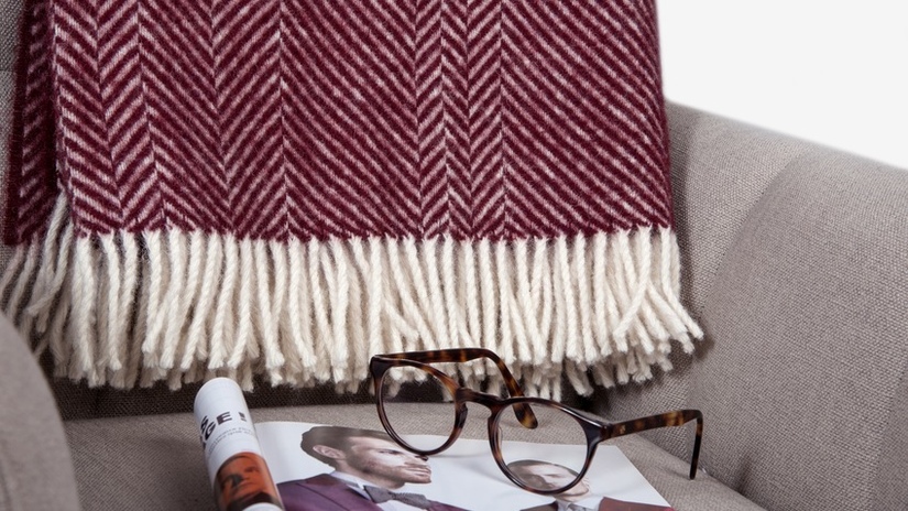 Wollen plaids klassieke kleur stijl donkerrood leesbril