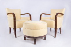 Set of art-deco armchairs and ottoman