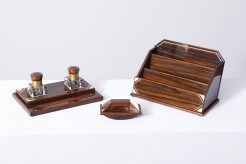 Ebony macassar Art-Deco desk set