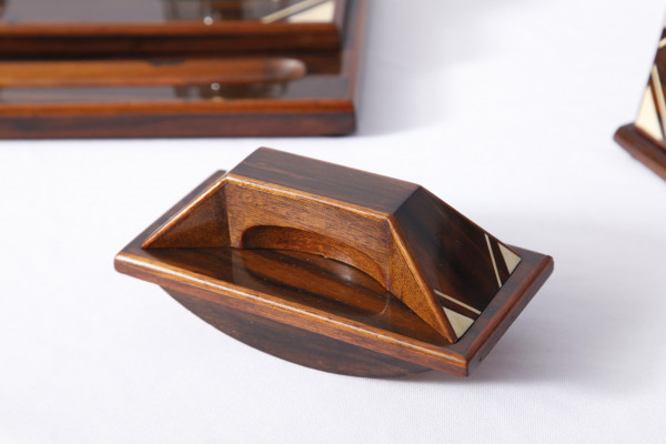 Ebony macassar Art-Deco desk set