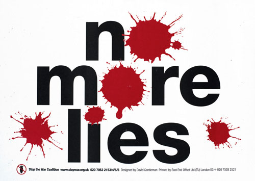 No more lies, designed by David Gentleman for the Stop the War Coalition, 2004