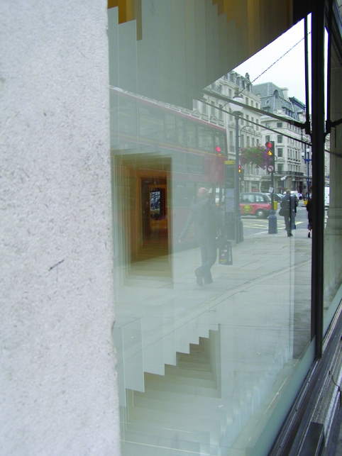 Detail of Banana Republic's window collaboration with Moxon Architects