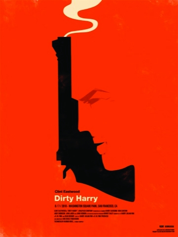 Dirty Harry movie poster for the Rolling Roadshow 2010 by Olly Moss