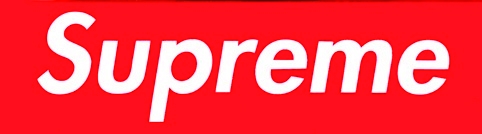 The logo of skateboarding brand Supreme