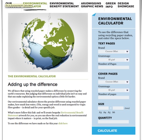 Arjowiggins' environmental calculator