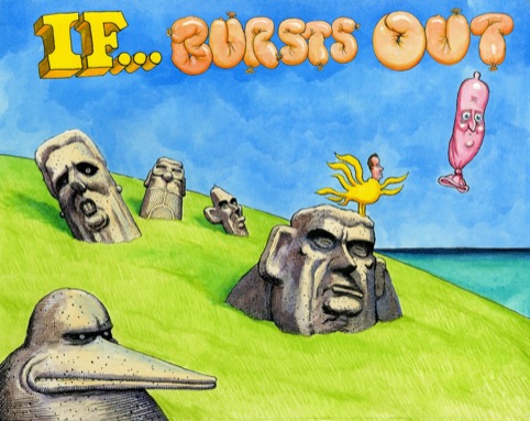 The cover of Steve Bell's new book If... Bursts Out