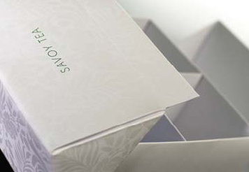 The new packaging for the Savoy hotel’s tea by Pentagram