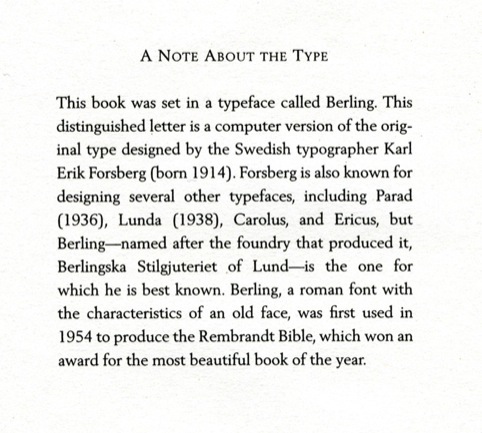 A history of the Berling typeface in Anne Tyler’s novel Noah’s Compass.