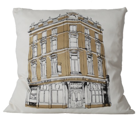 Ten Bells East End pub crawl cushion by Wingate