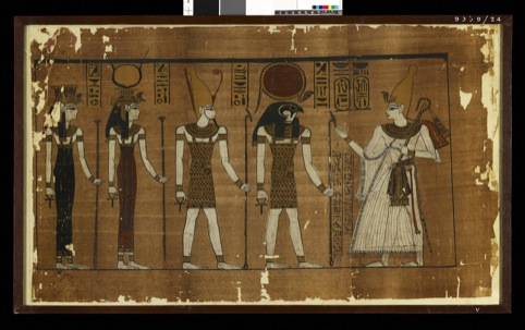 Ramses III offering to the gods of Heliopolis. Papyrus Harris I, 1184-1053 BC. 