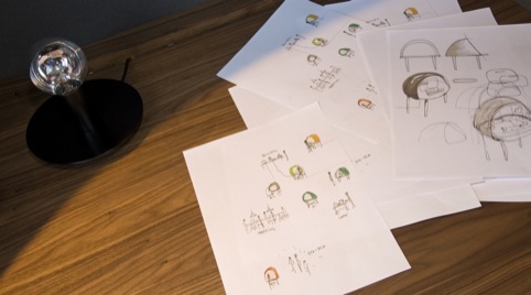 sketches for the Ligne Rose hooded desk