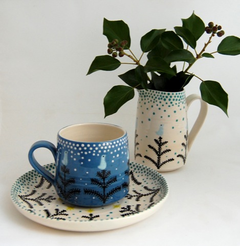 Katrin Moye - winter cup, saucer and jug