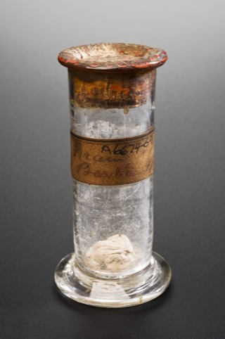 Specimen jar containing piece of brain, 1821