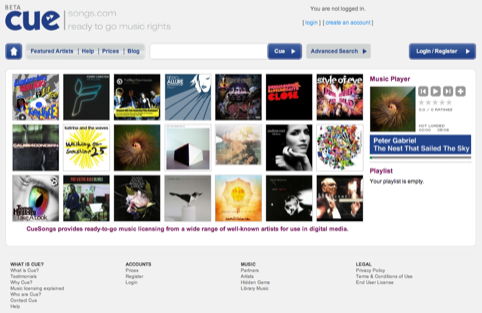 Cue Songs beta site 