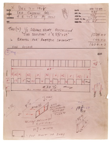 Donald Judd. Bernstein Bros. Fabrication Drawing Job 408 1971
