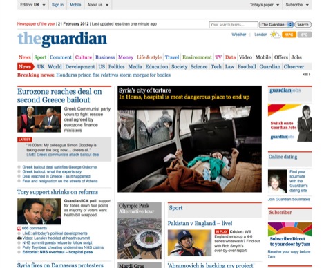 Guardian homepage