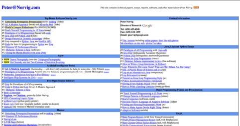Homepage of Peter Norvig, Google director of research
