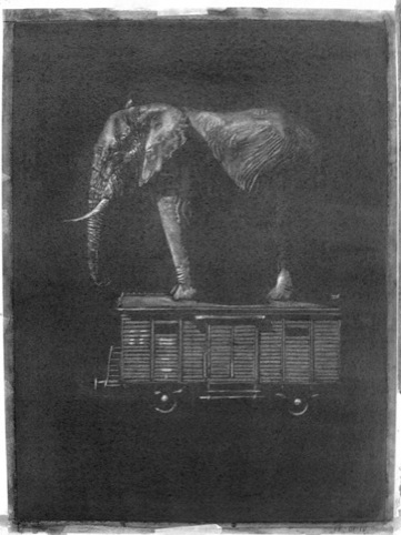 Un-Painting (elephant on train car), Marc Bowditch