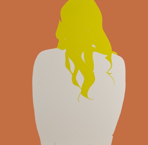 White Back on Coral with Yellow Hair