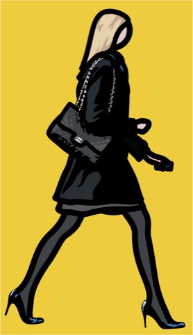 Woman in high heels with telephone, 2012