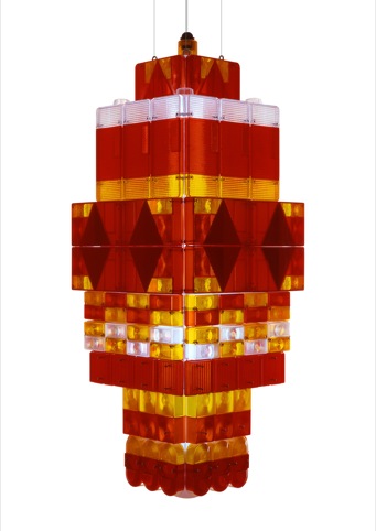 Tail Light, by Stuart Haygarth, 2007. Acrylic, tail lights, fluorescent tube.
