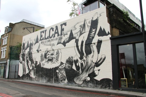 McBess' mural on Village Underground for East London Comics and Art Festival