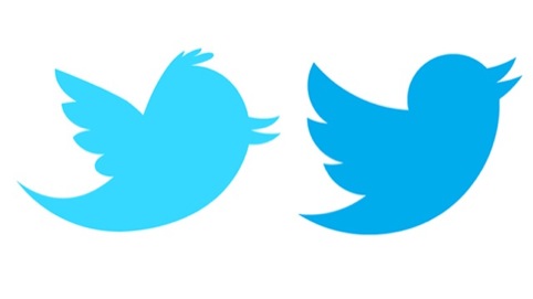 The Twitter logo before (left) and after