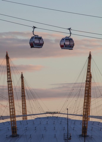 Cable cars over the O2 Arena