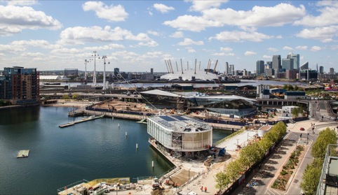 Emirates Air Line shown from the north bank of The Thames