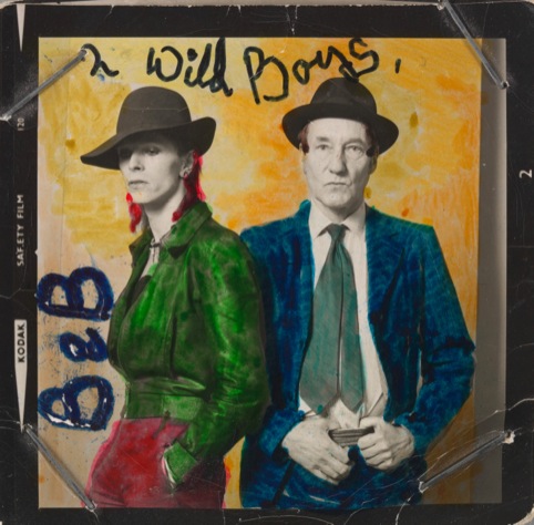 David Bowie and William Burroughs 1974. Photograph by Terry O’Neill. Hand colouring by David Bowie