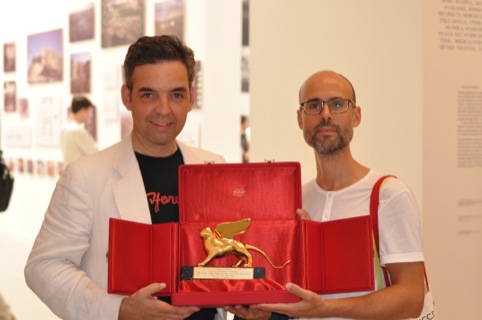 Hubert Klumpner from Urban Think Tank and Justin McGuirk with their Golden Lion