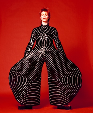 Striped bodysuit for Aladdin Sane tour. Design by Kansai Yamamoto. Photograph by Masayoshi Sukita 1973