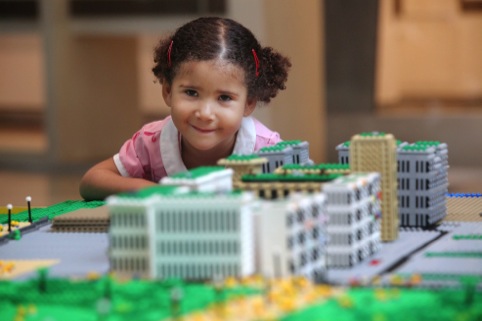 Local children helping to build East Village and Queen Elizabeth Park in Lego