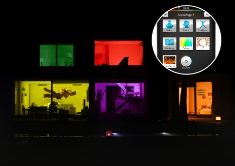 Different coloured lights in all rooms of the house