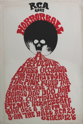 Horrorball poster, Royal College of Art Christmas Poster 1967, by Trevor Hodgson