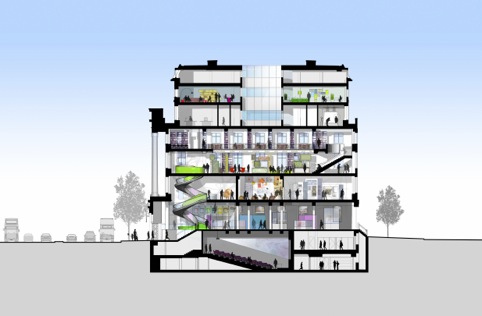 Wellcome Collection development project, cross section 