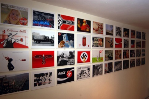 A selection of work from Moberly's Coca-Cola's Nazi Adverts Exhibition