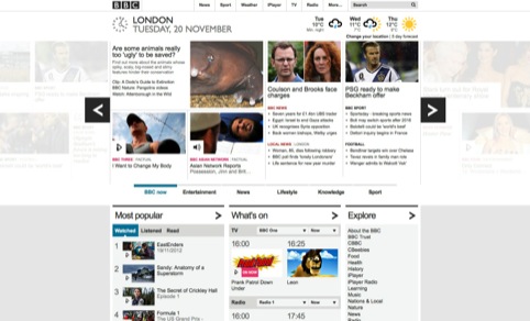 The BBC homepage