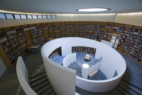 The library at the Tadao Ando Fabrica campus