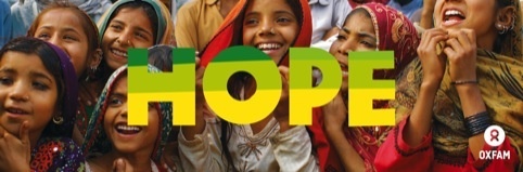 Campaign image using the new Oxfam branding