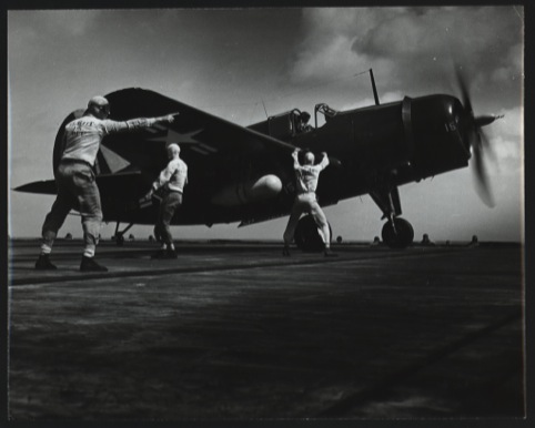 Plane on a US aircraft Carrier c.1942