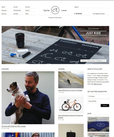 The Cycle Love homepage