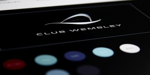 Club Wembley identity with palette