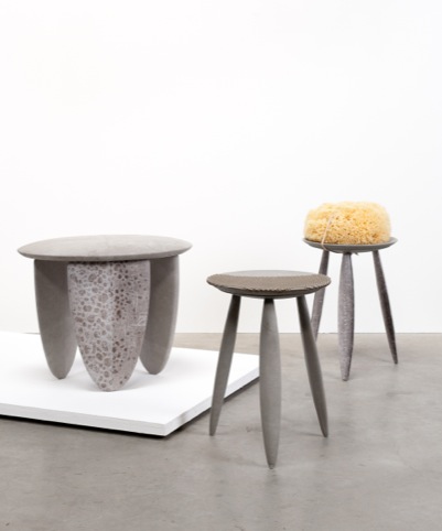 From left to right:Wolffish-pig stool, Studs stool, Salmon stool