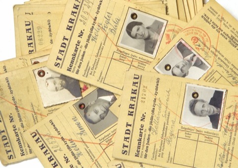 Identity cards of people who suffered persecution in the Holocaust, on display at IWM North