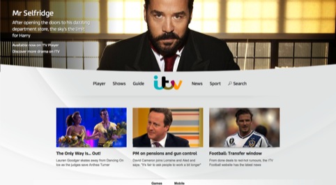 The new ITV homepage