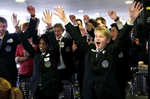 The Trinity School pupils celebrate their win